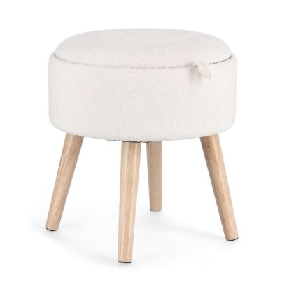 ZOYA WHITE STORAGE STOOL W-TRAY