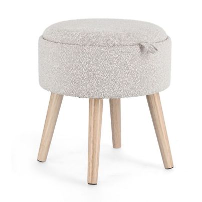 ZOYA LIGHT GREY STORAGE STOOL W-TRAY