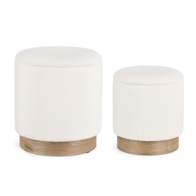 ZOYA SET2  WHITE STORAGE POUF