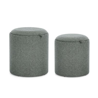 SASHA DARK STORAGE POUF W-TRAY