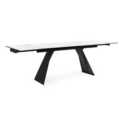 Extendable dining table with ceramic top BLAZAR 160-240x90x76 cm. white