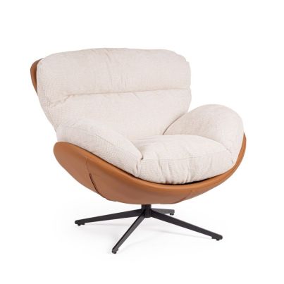 Armchair Adinda, Brown/Beige, Eco-leather