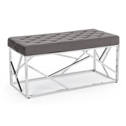 RAYAN GREY VELVET BENCH 97X44