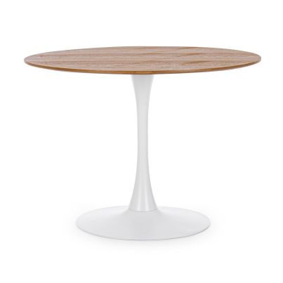 Round table BLOOM 100x75cm white/wood