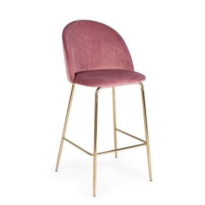 CARRY BLUSH VELVET BAR STOOL