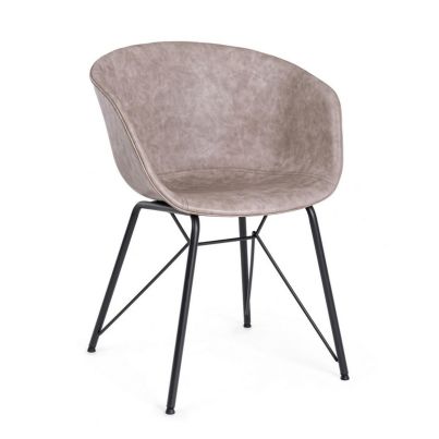WARHOL BEIGE VINTAGE PU BLACK FRAMECHAIR