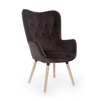 JULIET MARMOT GREY VELVET ARMCHAIR