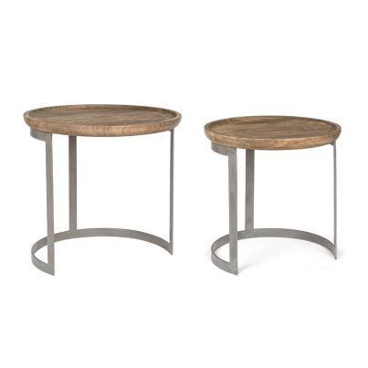 Side coffee tables 2 pcs. NARVIK 53x51/43x43 cm. brown/grey