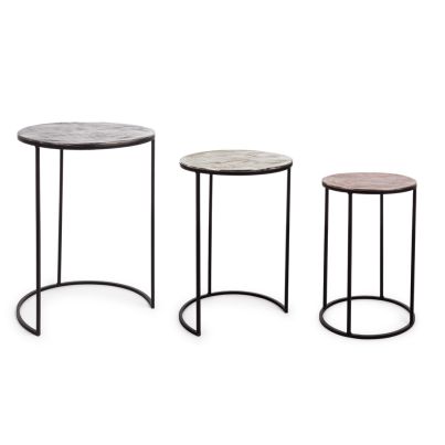 Round coffee table TAHIR 3 pcs./set 29x49 cm./33x55 cm./41x60 cm. silver/gold/copper