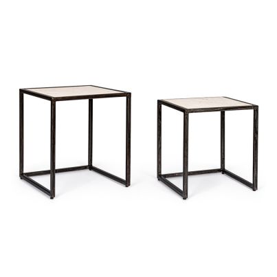 Side coffee tables 2 pcs. LAMBETH 40x40x45/45x45x50 cm. white/black