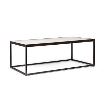 Coffee table LAMBETH 110x60x40cm white marble/black