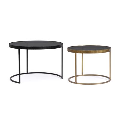 Round coffee table YAMIR 2 pcs./set 60x45 cm./75x50 cm. black/gold