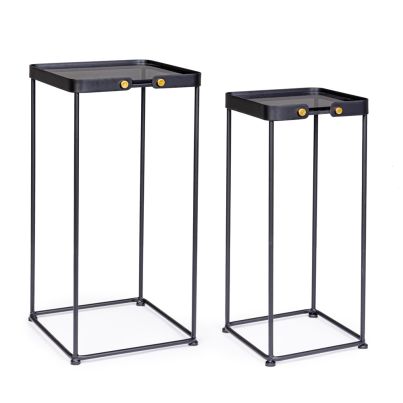 Side coffee tables 2 pcs. ZEINA 26x25x58,5 cm./32x31x63,5 cm. black