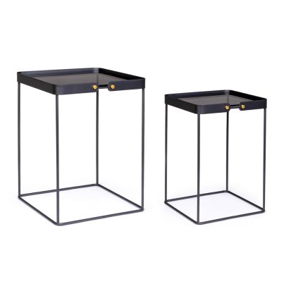 Side coffee tables 2 pcs. ZEINA 36,5x36,5x51 cm./41,5x41,5x56 cm. black