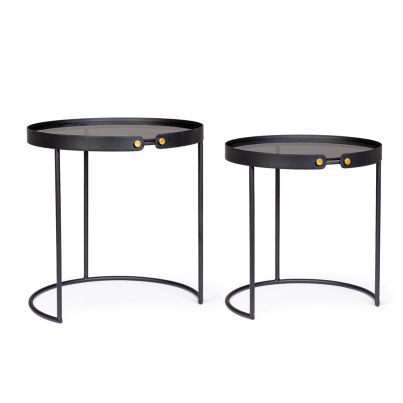 Side coffee tables 2 pcs. ZEINA 43x46 cm./48,5x51 cm. black