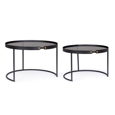 Side coffee tables 2 pcs. ZEINA 58,5x38,5/66x43 cm. black