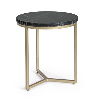 Round coffee table PRESCOTT 37.5x41 cm. black marble/gold