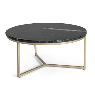 Round coffee table PRESCOTT 67.5x31 cm. black marble/gold