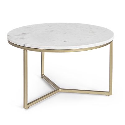 Round coffee table PHOENIX 57,5x35cm white/gold