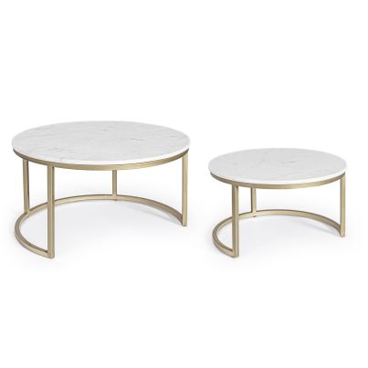 Round coffee tables PHOENIX set 2pcs. white/gold