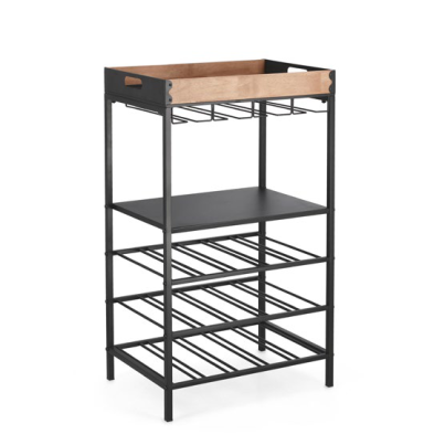 Bizzotto Isaac Black Bottle Rack Stand 15 Bottles H84.5 cm