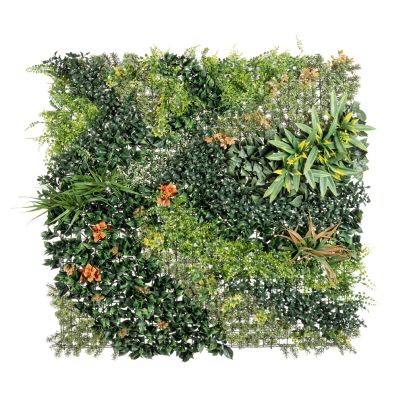 Artificial wall panel ORANGE FLOWER MIX 100x100 cm. green