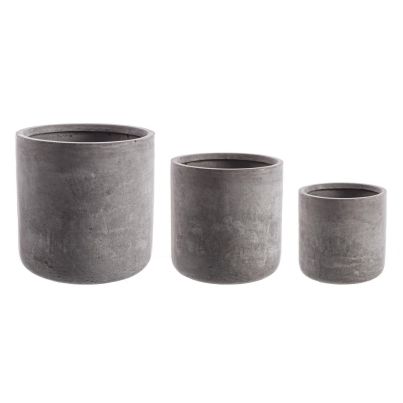 SET3 GREY CYLINDRICAL CEMENT VASE HOLDER