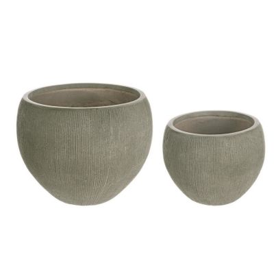 SET2 BRUSH SAG GREEN SPHERIC VASE HOLDER