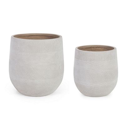 SET2 RIGO FAT BEIGE HIGH VASE HOLDER