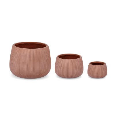 SET3 RIBBED FAT TERRAC HIGH VASE HOLDER