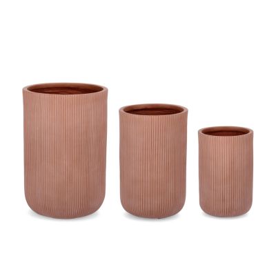 SET3 RIBBED RO TERRACOTTA VASE HOLDER