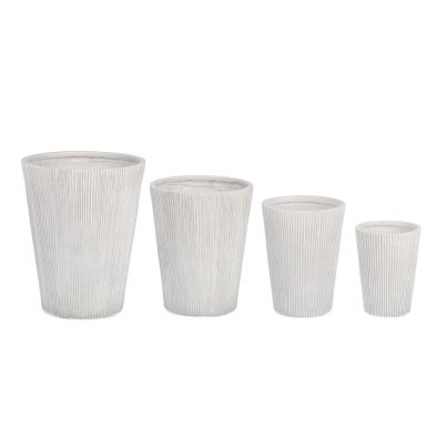 Plant pot RIBBED SHAPED 4 pcs./set white