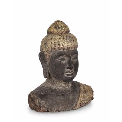 GREY GOLD BUDDHA HEAD DECORATION H45