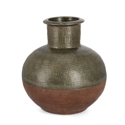 KLAS TERRACOTTA GREEN VASE H. H53