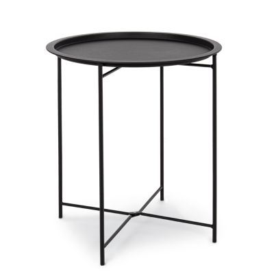 Folding table with removable tray WISSANT 46x52 cm. black