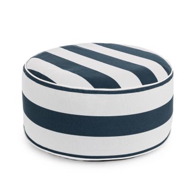 Inflatable pouffe STRIPES 53x23cm white/blue