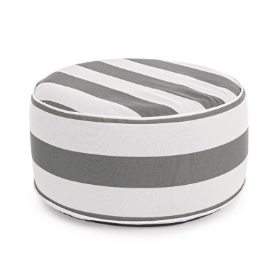 Inflatable pouffe STRIPES 53x23cm white/grey