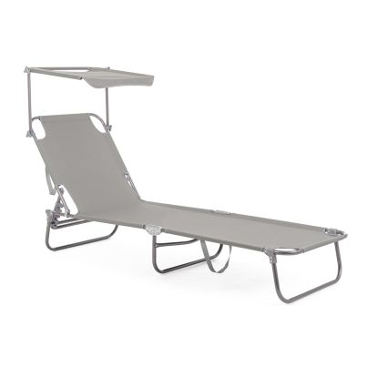 Folding sun lounger with canopy ORISTANO 55x185x70 cm. grey