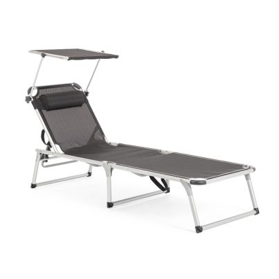 Folding sun lounger with canopy CAYO 58x193x76 cm. anthracite