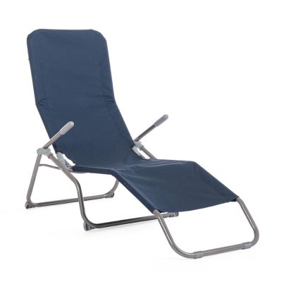 Folding sun lounger BOLZANO 60x135x95 cm. dark blue