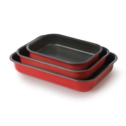 Square Baking Trays AM Cucina Sano, Set of 3, 25/30/35cm, Red