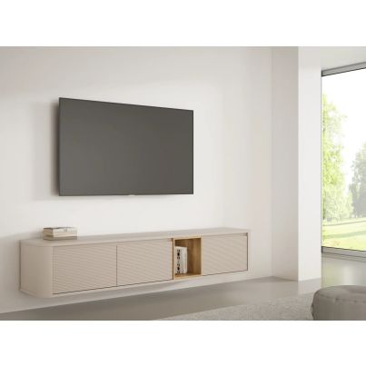 TV cabinet TWO 215 cm, mauvella oak and sand, LED lighting