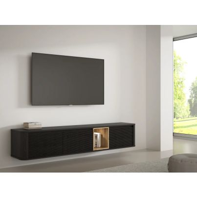 TV cabinet TWO 215 cm, Cabezone oak and Artisan Oak, LED lighting