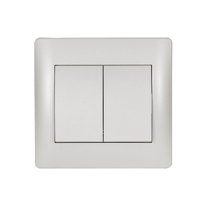 RHYME two buttons one way switch white metallic