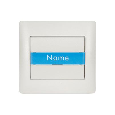 RHYME doorbell switch with name card white metallic