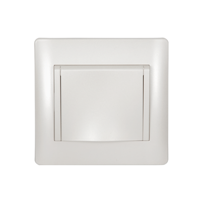 RHYME german type socket with cover white metallic