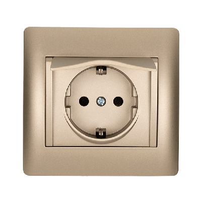 RHYME german type socket with cover champagne metallic