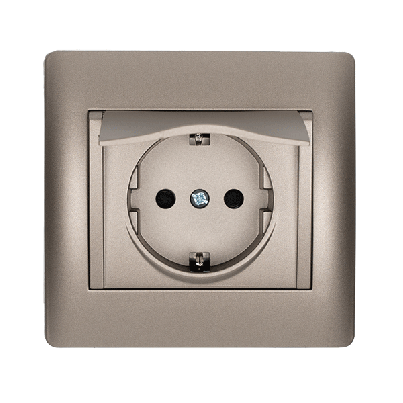 RHYME german type socket with cover grey metallic