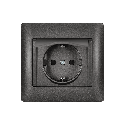 RHYME german type socket with cover graphite metallic