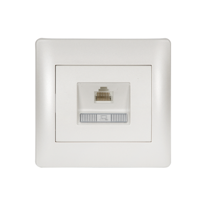 RHYME computer socket (Cat6E) white metallic